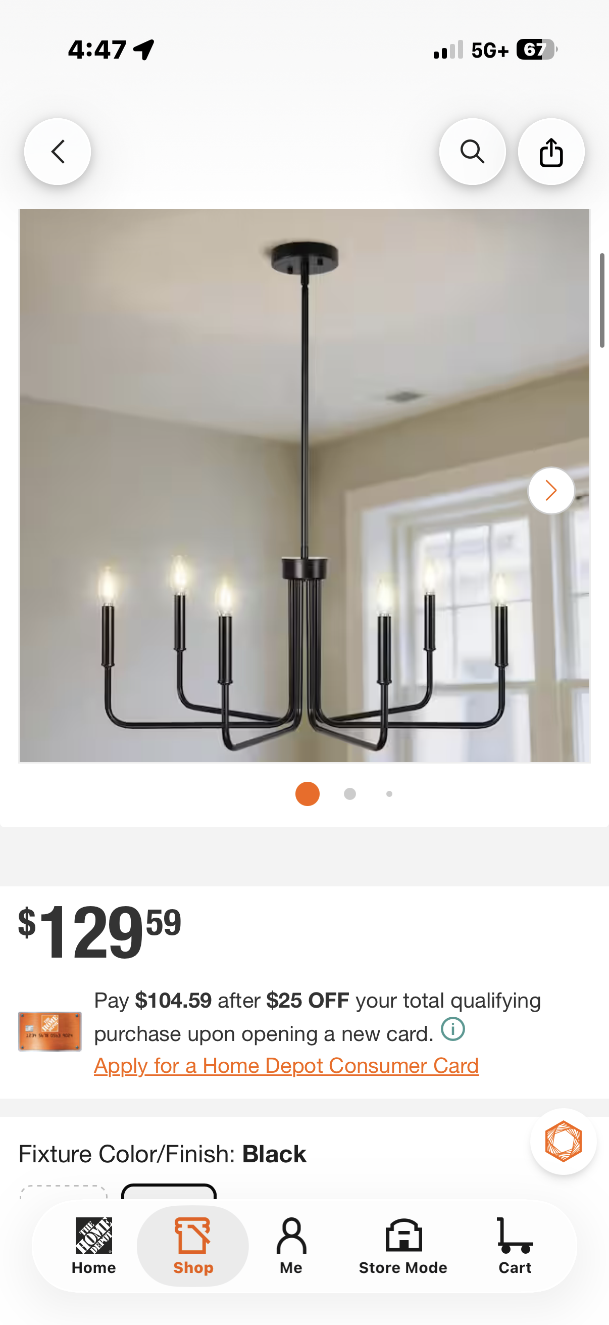 28 in. 6-Light Black Farmhouse Chandelier