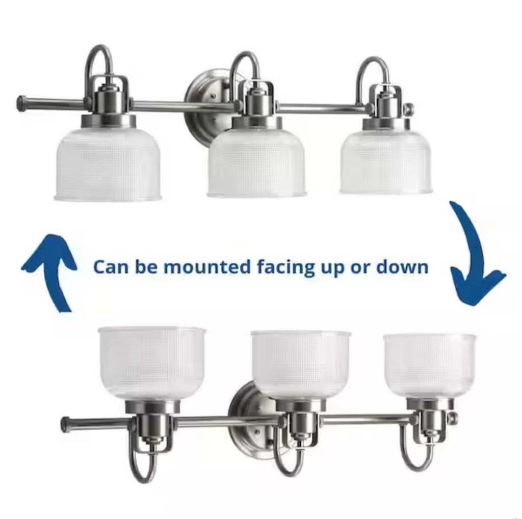26 in. 3-Light Antique Nickel Double Prismatic Glass Vanity Light