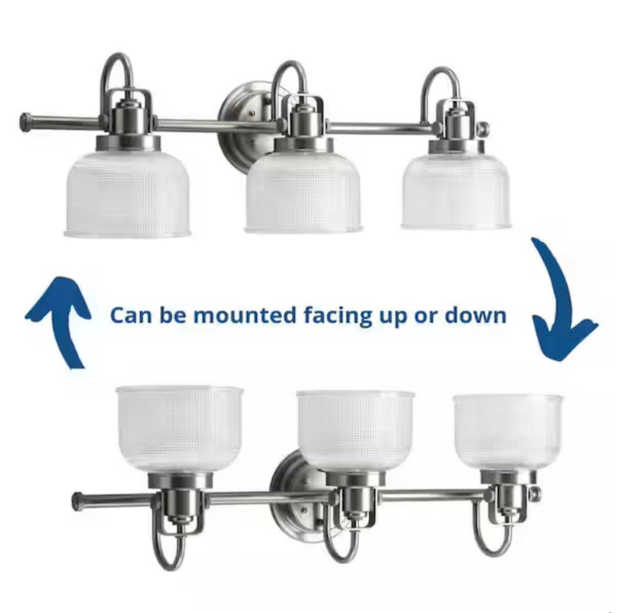 26 in. 3-Light Antique Nickel Double Prismatic Glass Vanity Light