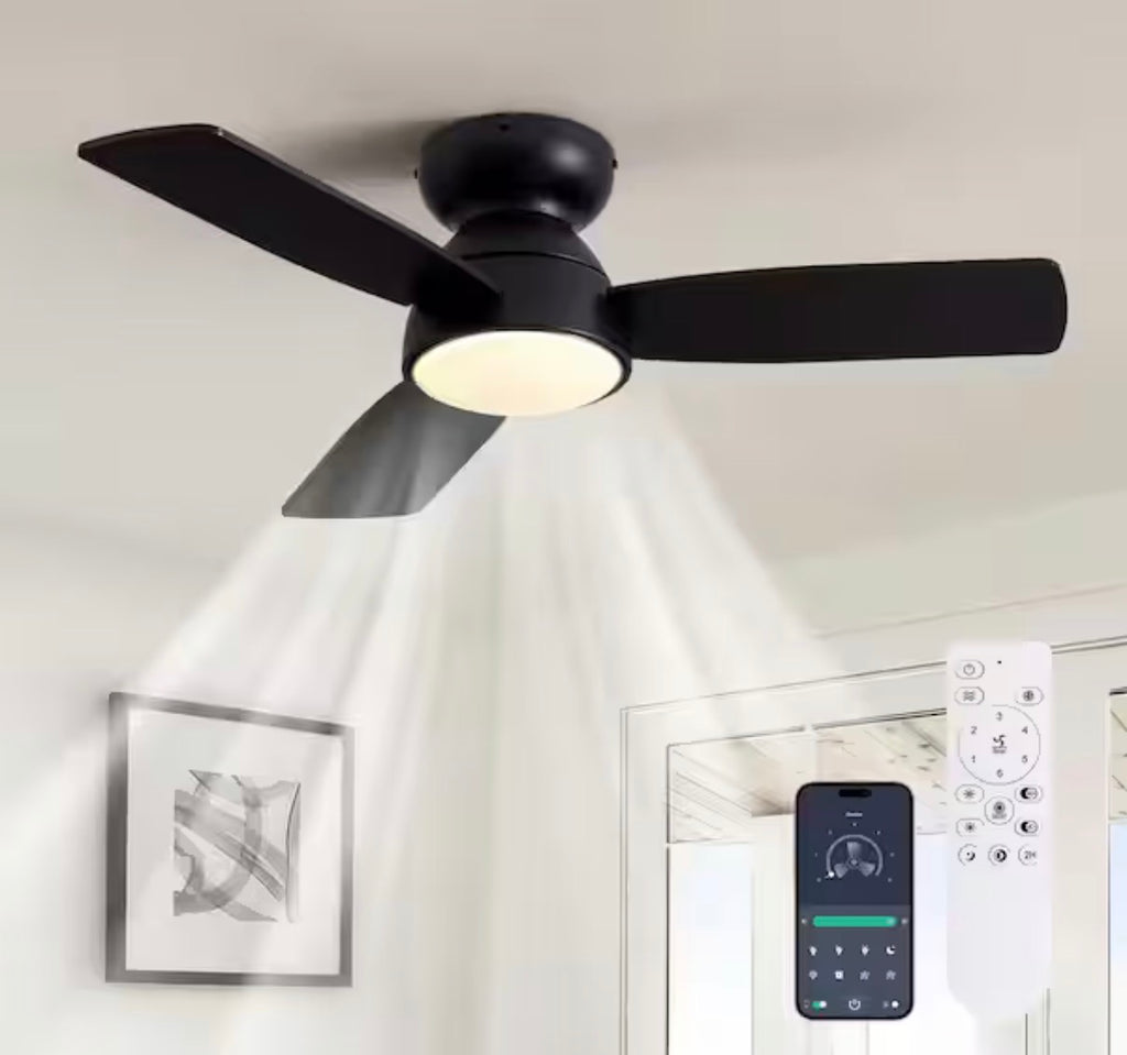 32 in. Integrated LED Smart Modern Flush Mount Ceiling Fan