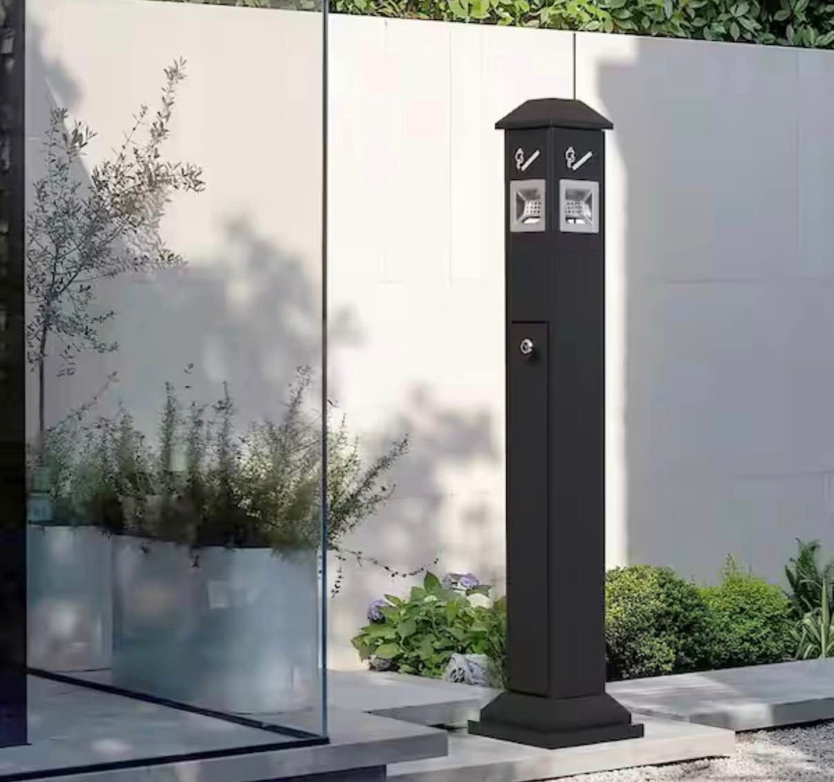 Freestanding Outdoor Ashtray with 4-Disposal Openings