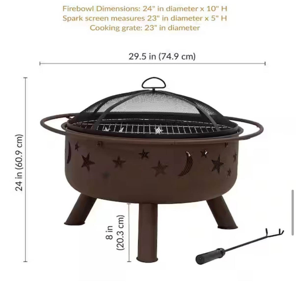 Cosmic 30 in. x 20 in Fire Pit with Cooking Grill