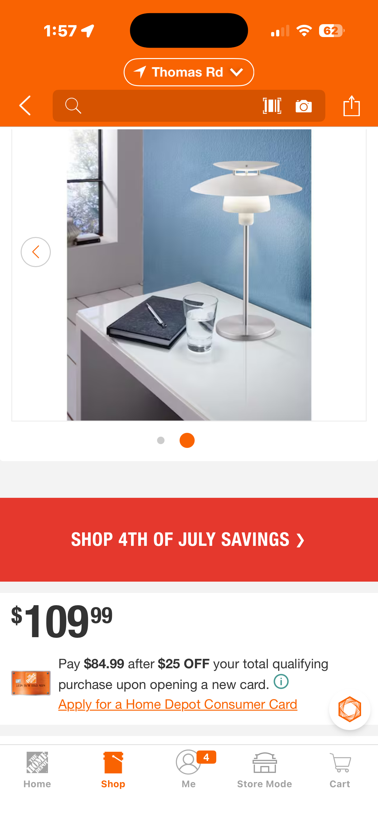 Table Lamp with White Tiered Metal Shade
