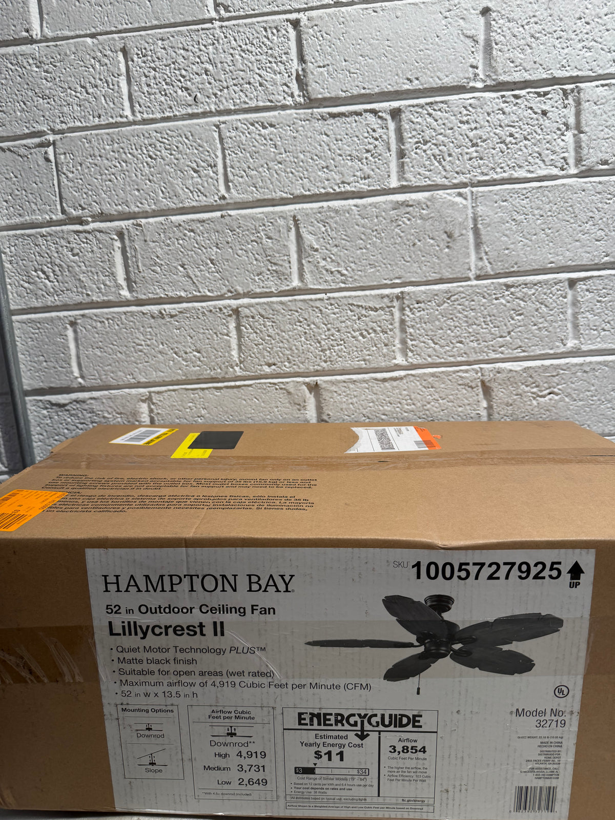 Lillycrest II 52 in. Indoor/Outdoor Matte Black Wet Rated Ceiling Fan
