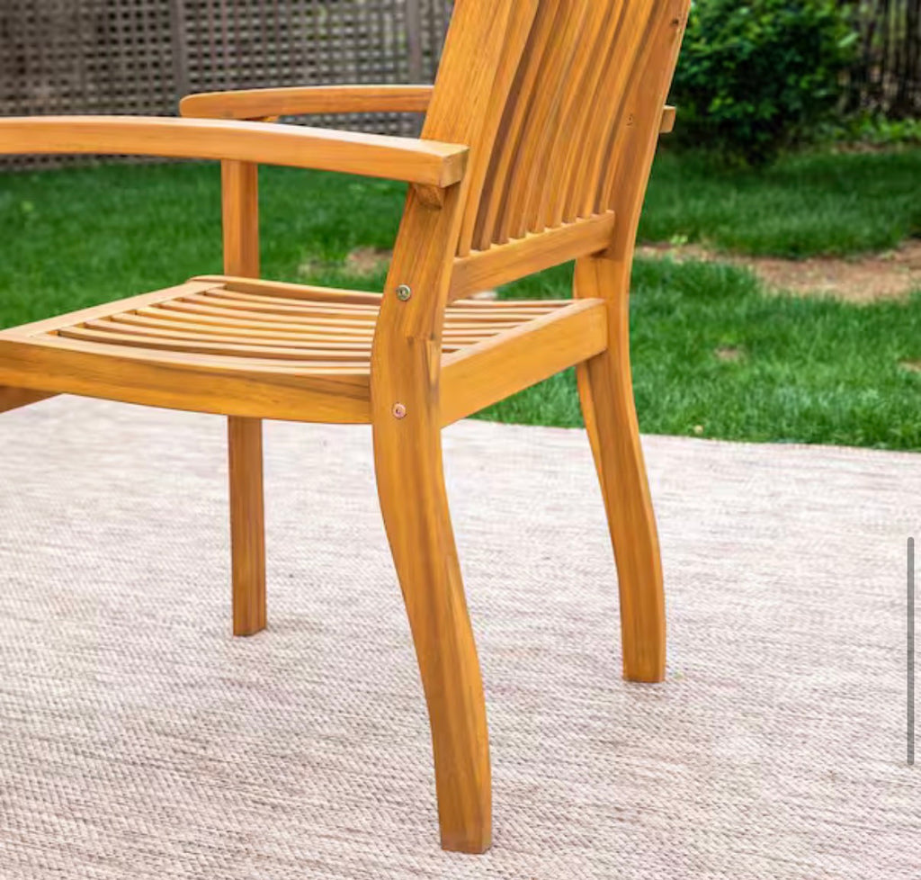 Brown Acacia Wood Patio Dining Chairs (2-Pack)