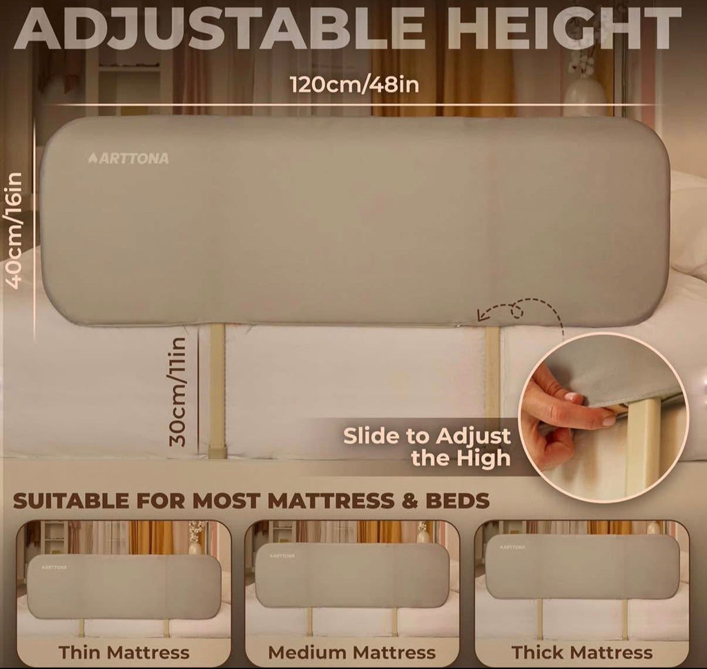 Foldable Bed Side Rails with Night Light 48 inch