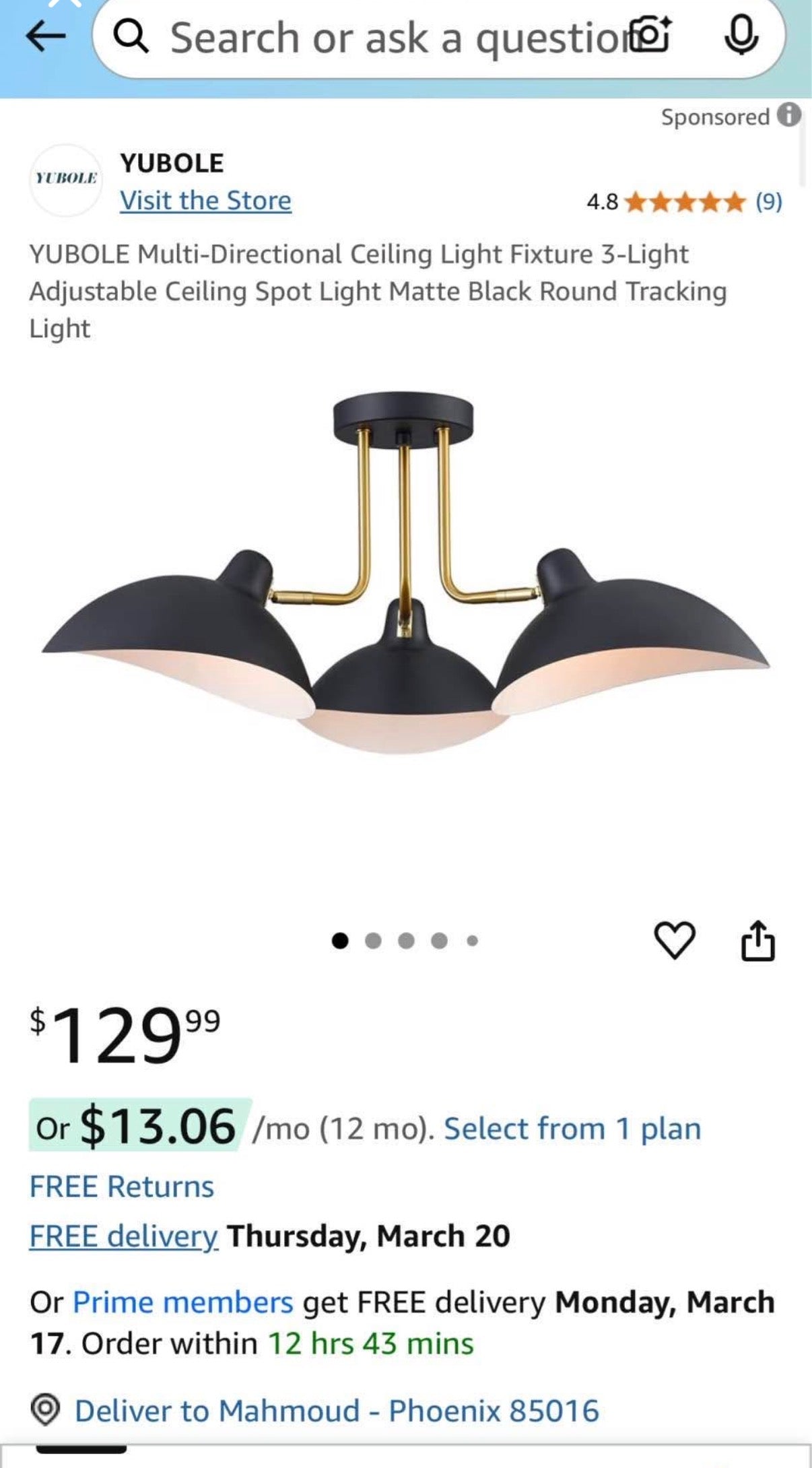 Multi-Directional Ceiling Light Fixture