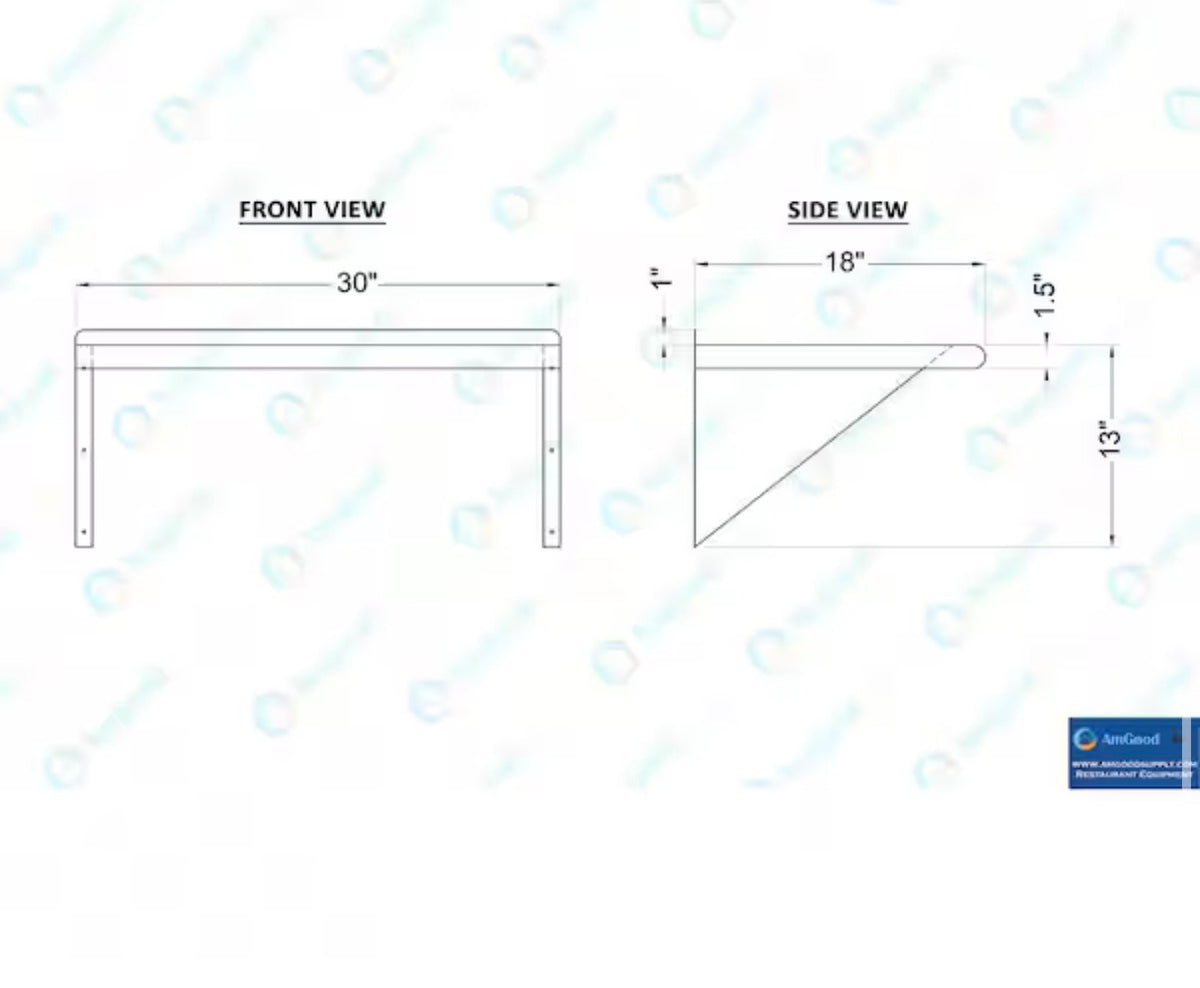 18 in. x 30 in. Stainless Steel Wall Shelf Kitchen