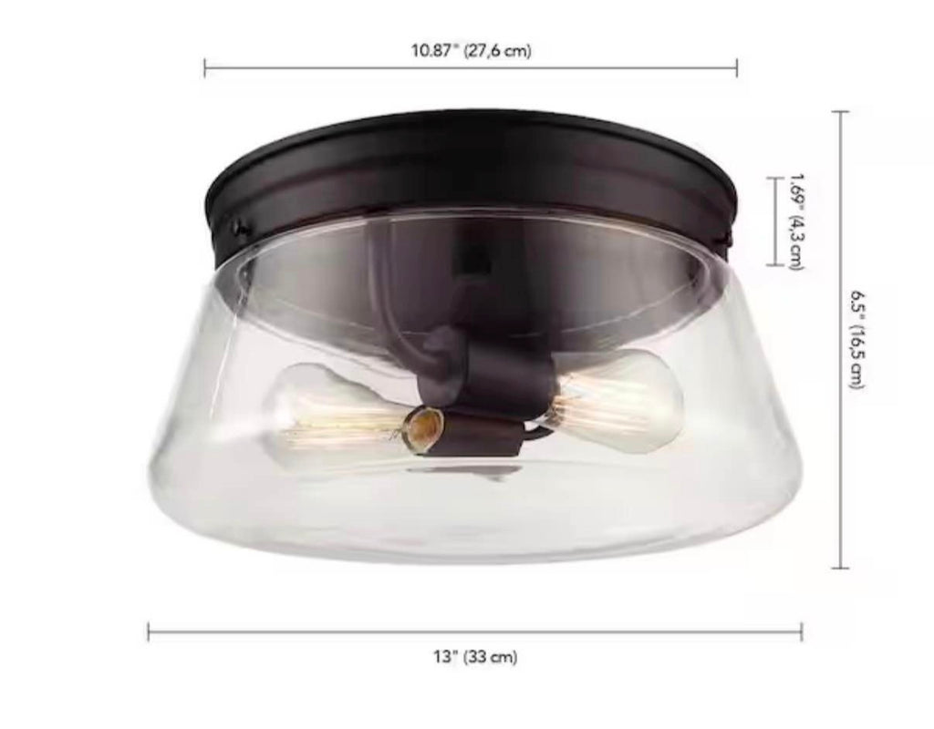 Aleyna 2-Light Matte Black Outdoor/Indoor Flush Mount Light