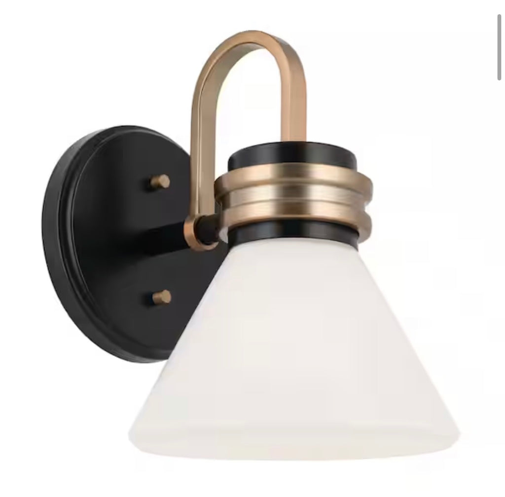 Farum  Black with Champagne Bronze Bathroom Wall Sconce Light