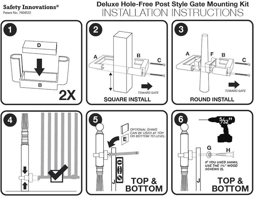 Safety Innovations No Hole Stairway Baby Gate Mounting Kit