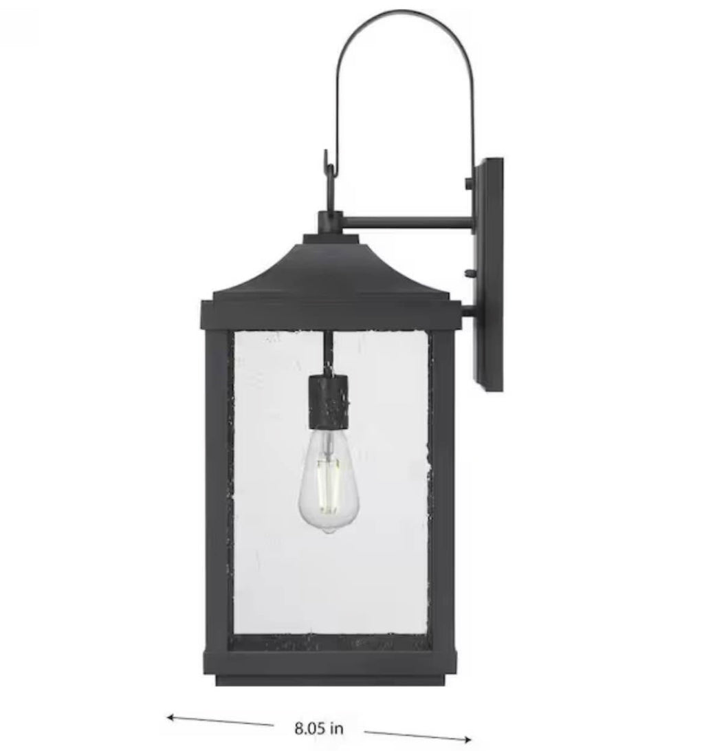 26 in. 1-Light Outdoor Wall Lantern with Clear Seeded Glass