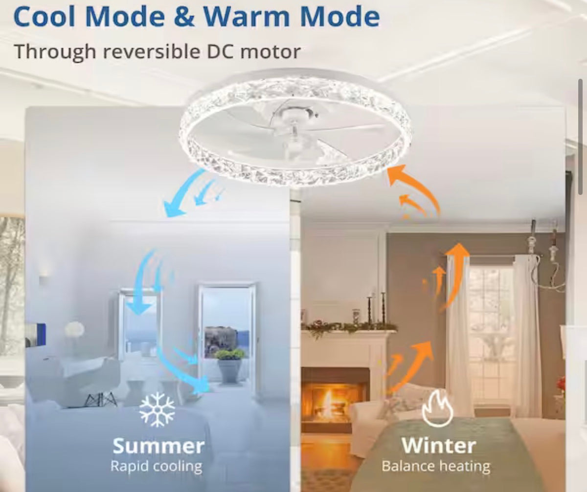 20 in. Smart Flush Mount Color Changing LED Ceiling Fan