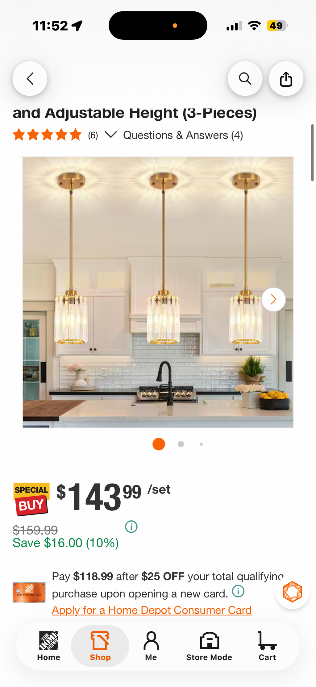 Gold Modern Pendant Light with Crystal Glass Shades