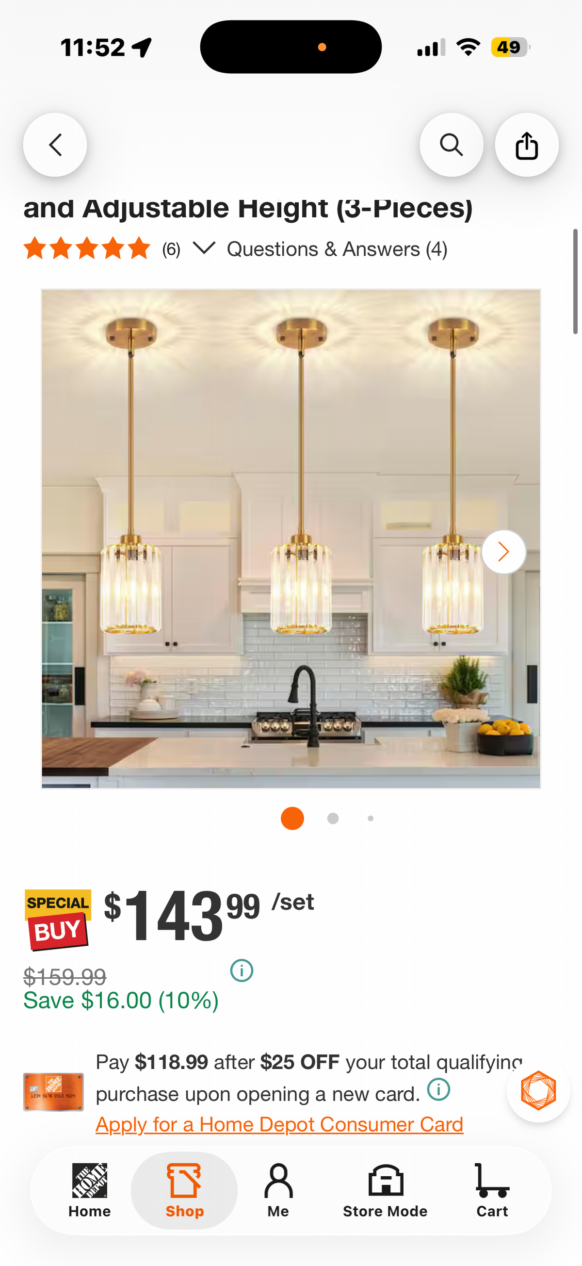 Gold Modern Pendant Light with Crystal Glass Shades