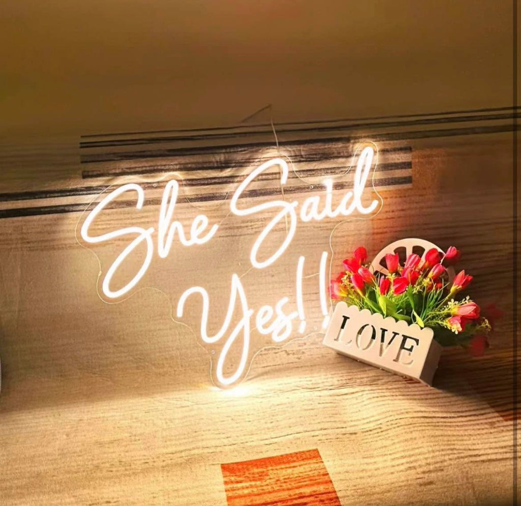 Large She Said Yes Neon Sign for Wedding