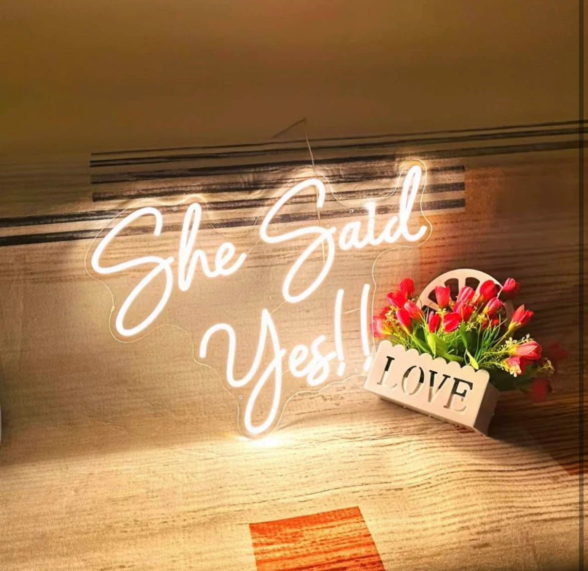 Large She Said Yes Neon Sign for Wedding