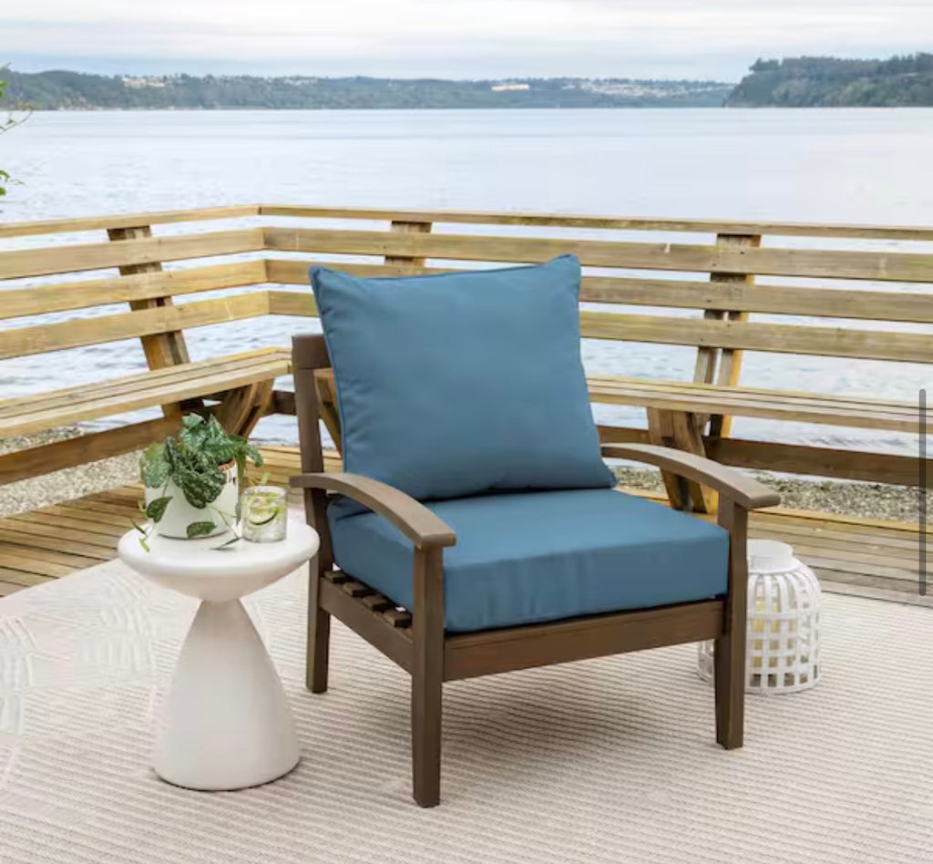 24 in. x 24 in. Outdoor  Chair Cushion in French Blue Texture