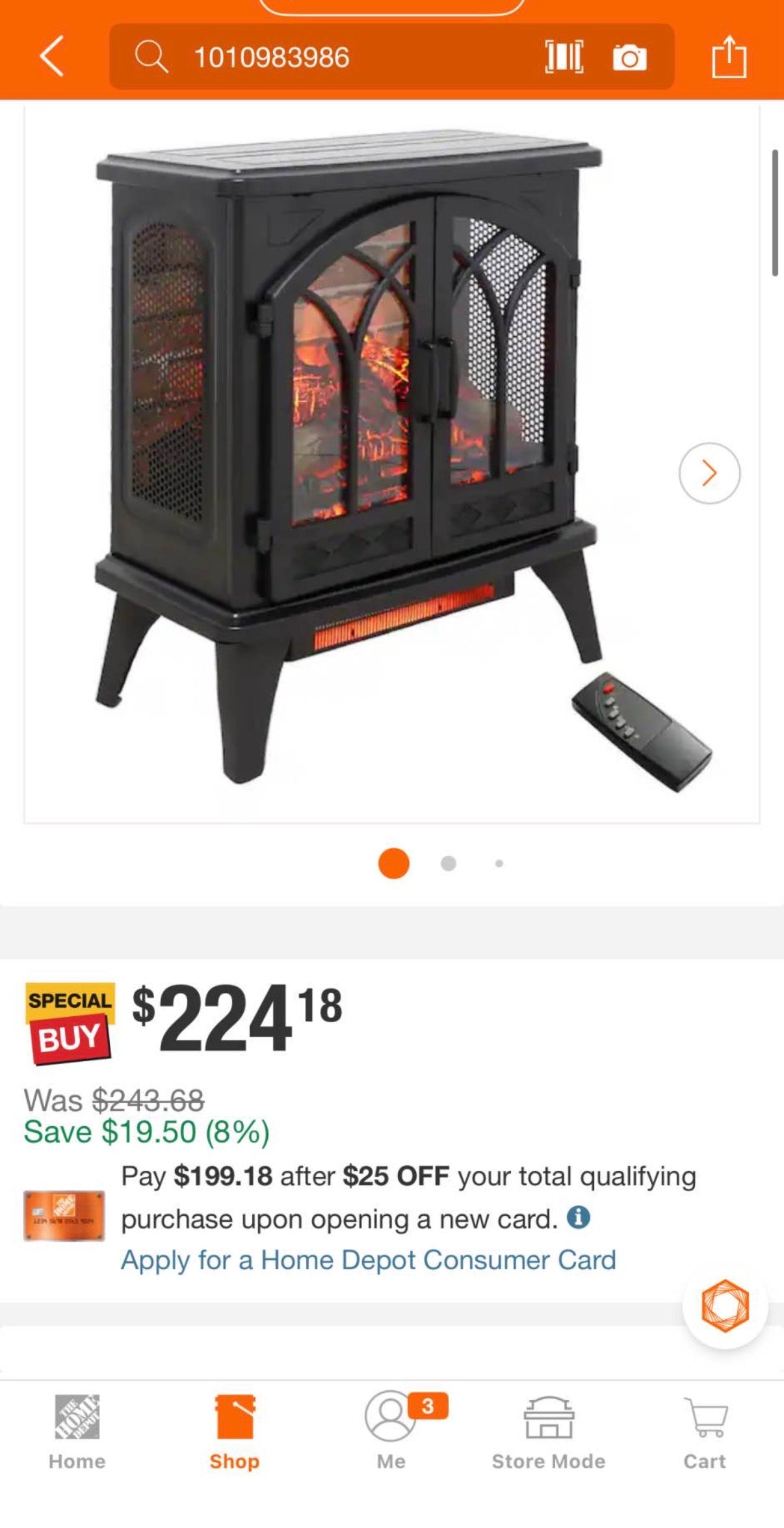 400 sq. ft. 24 in. Electric Stove with Remote