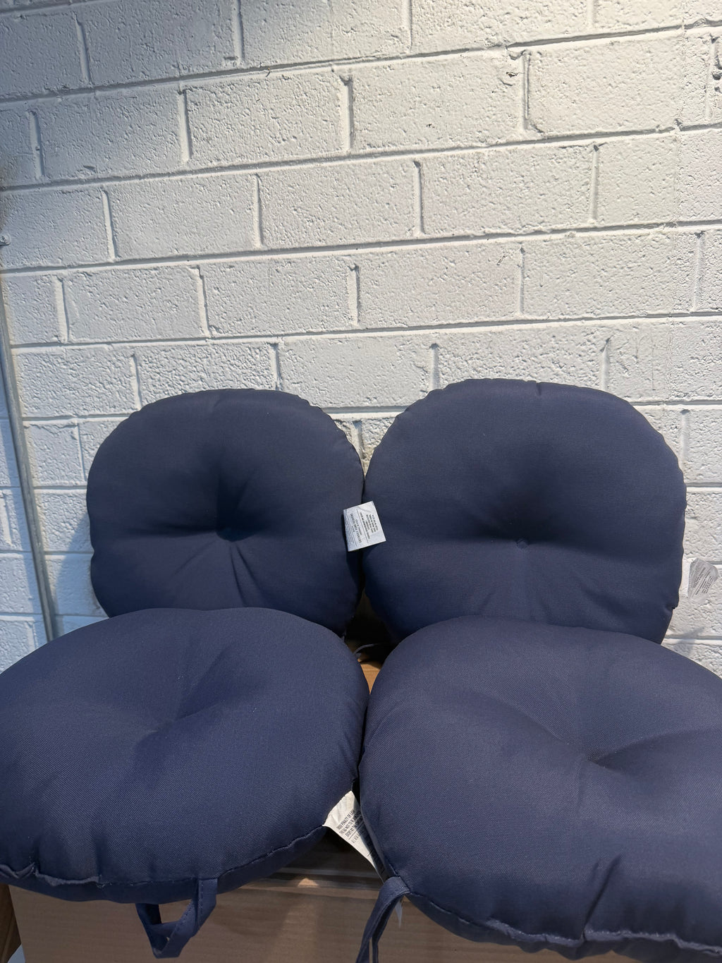 Solid Navy 15 in. Round Outdoor Seat Cushion (4-Pack)