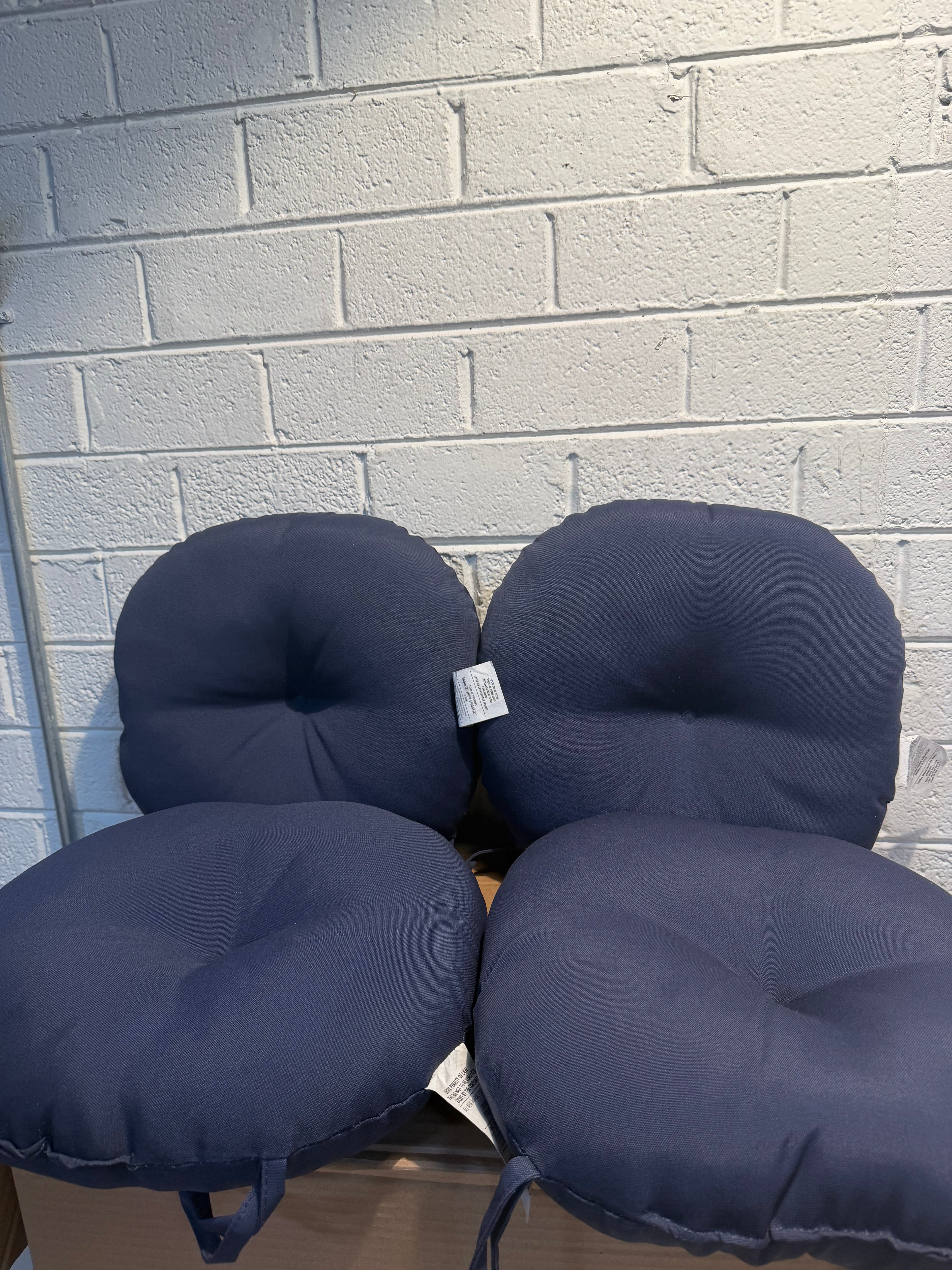 Solid Navy 15 in. Round Outdoor Seat Cushion (4-Pack)