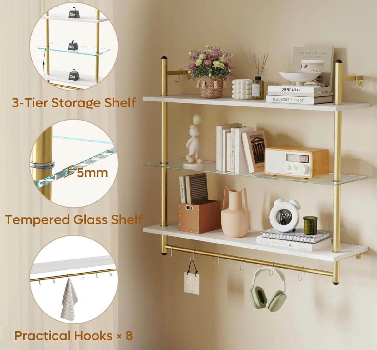 41" LED Floating Shelves for Wall