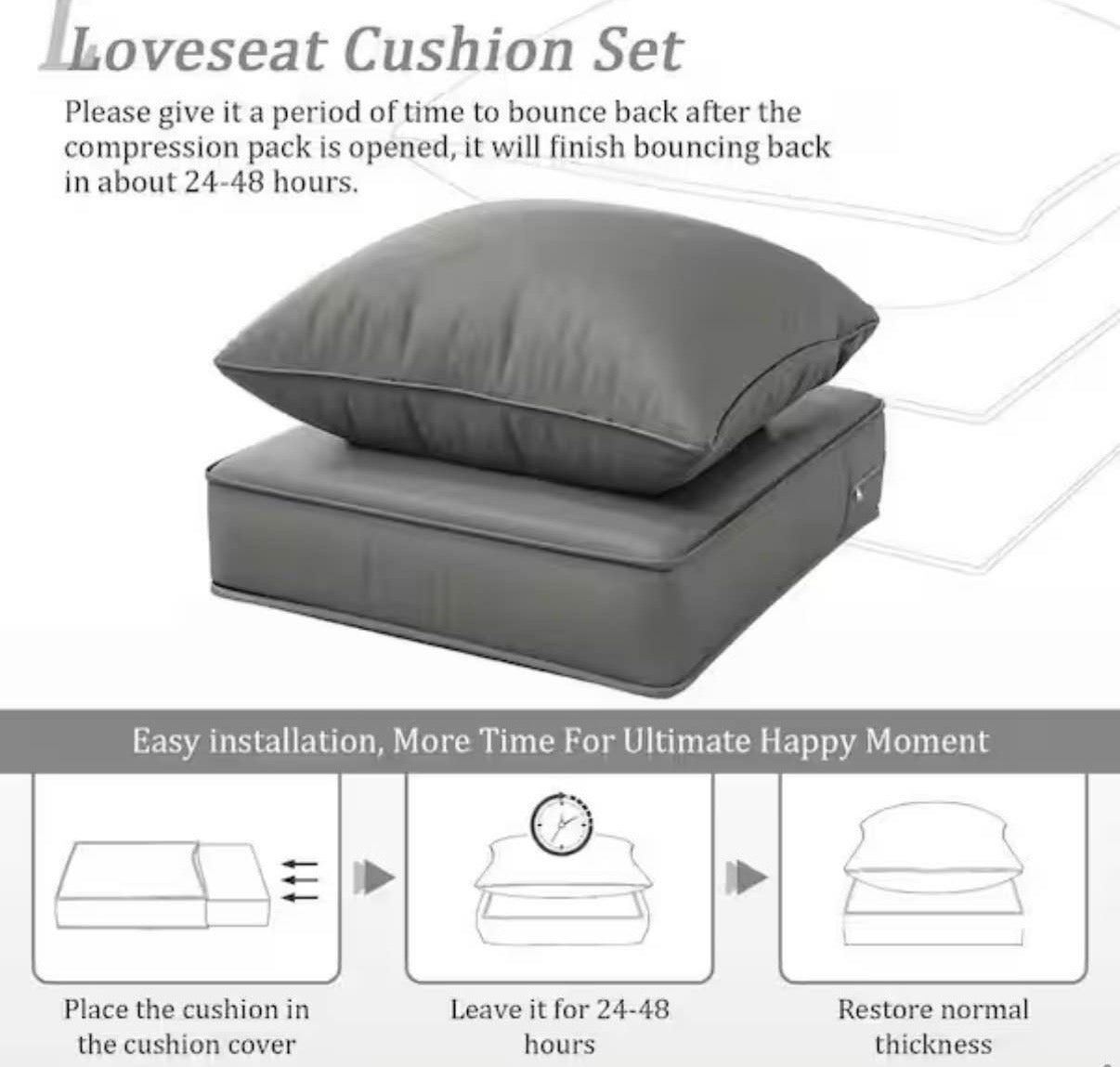 22 in. x 24 in. x 4 in. Square Outdoor Chair Cushion Light Grey