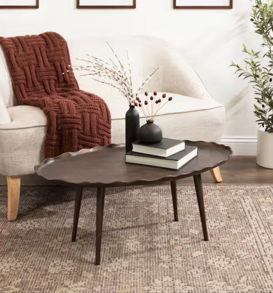 Alessia 33.5 in. Bronze Oval Metal Coffee Table