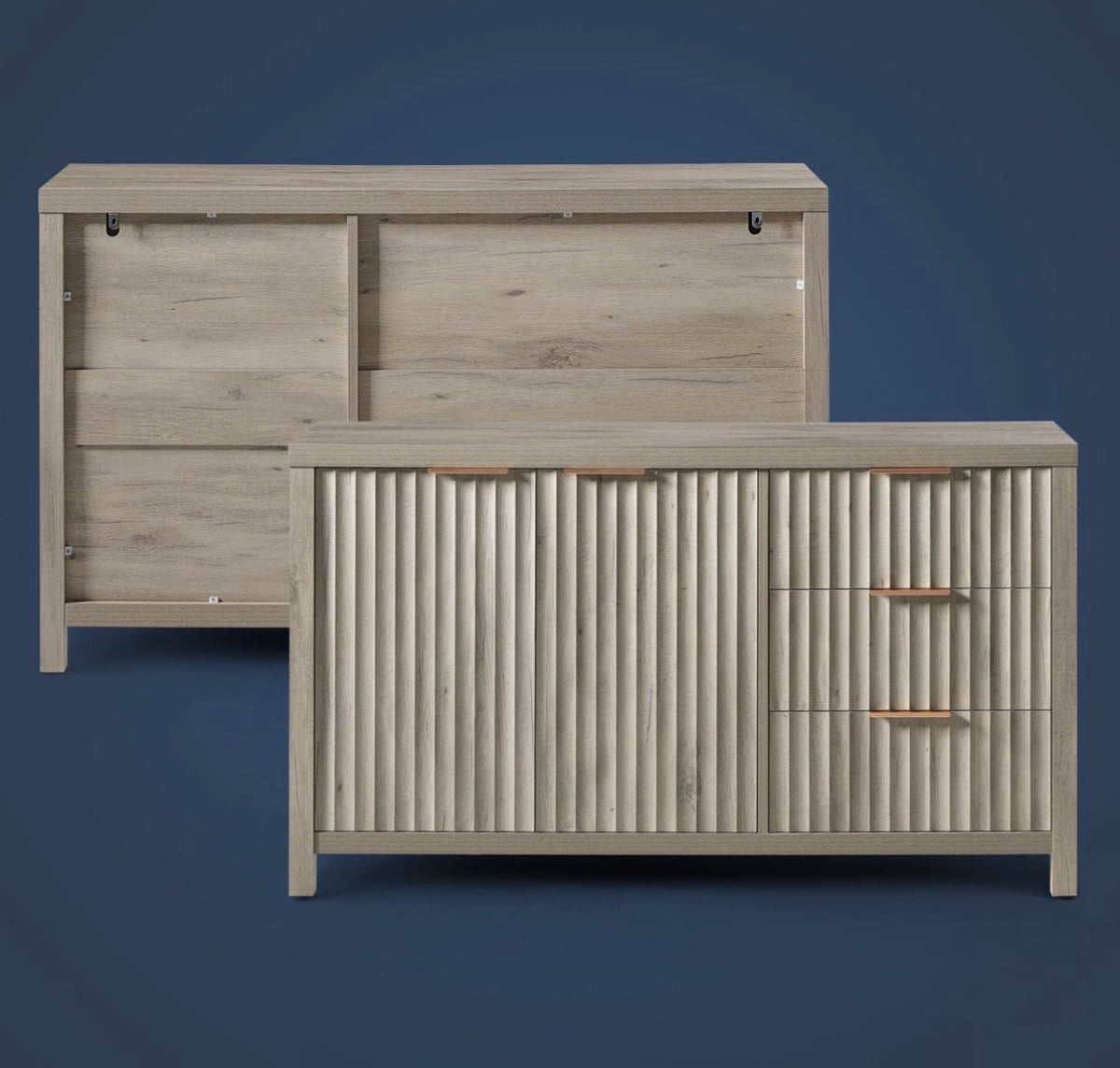 Fluted Sideboard Buffet with Adjustable Shelf