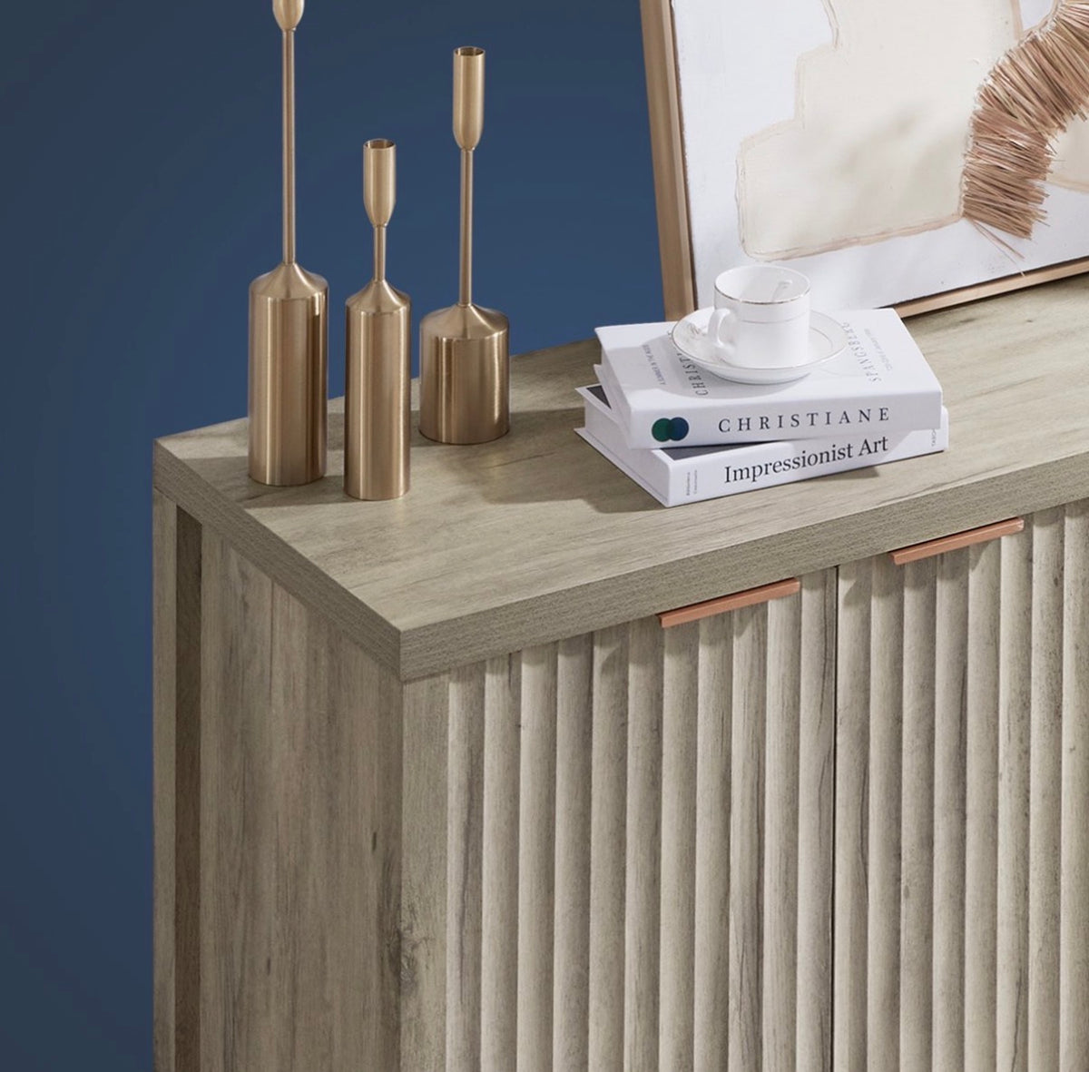 Fluted Sideboard Buffet with Adjustable Shelf