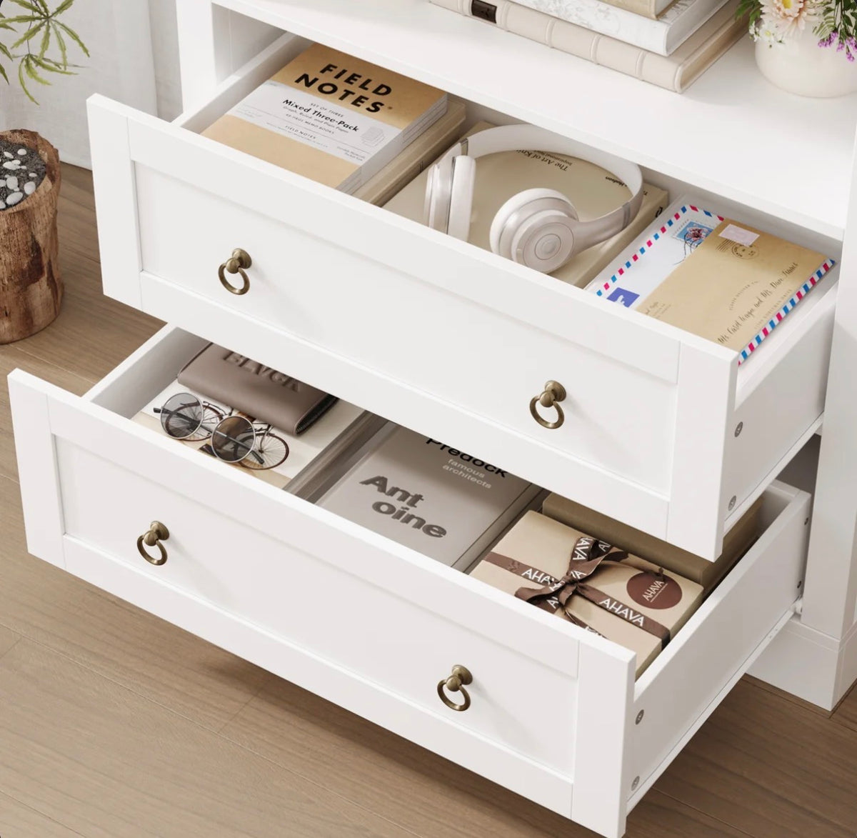 69.7"H Arched Bookcase With 2 Drawers