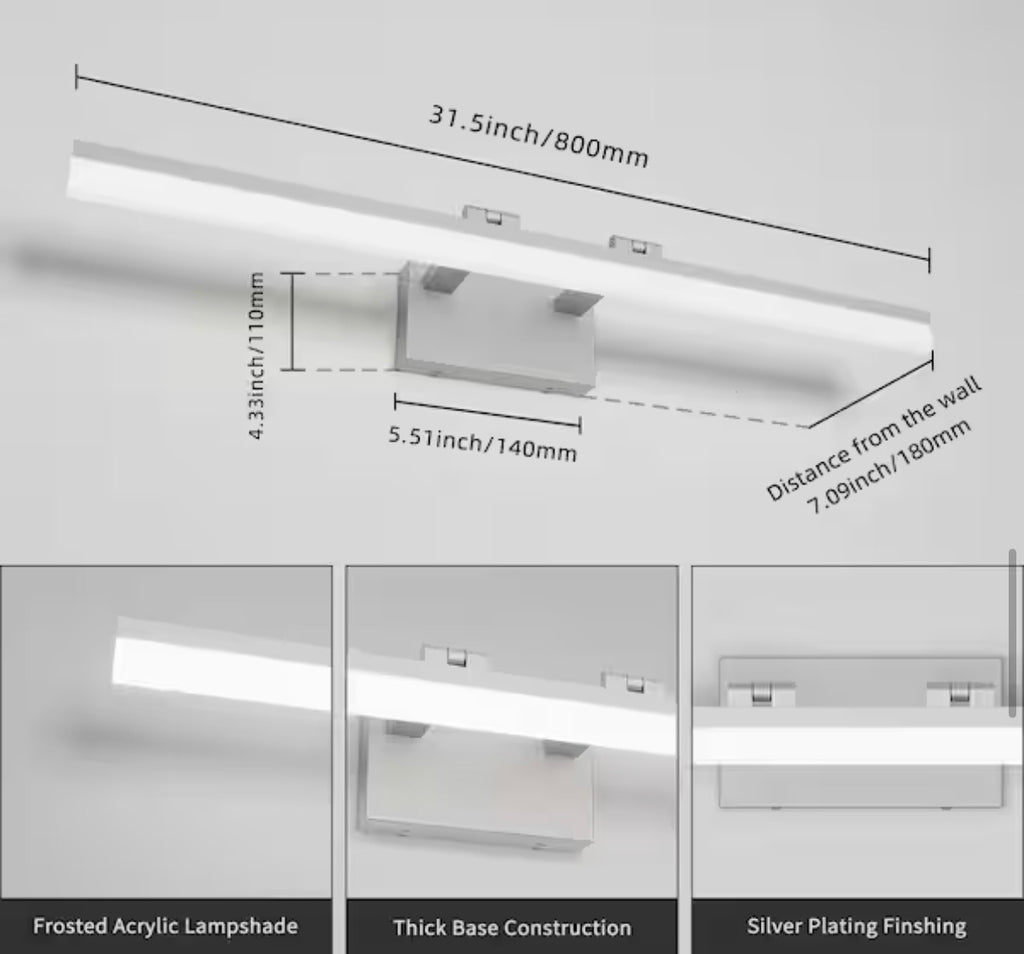 31.5 in. 1 Light Silver LED Vanity Light Bar