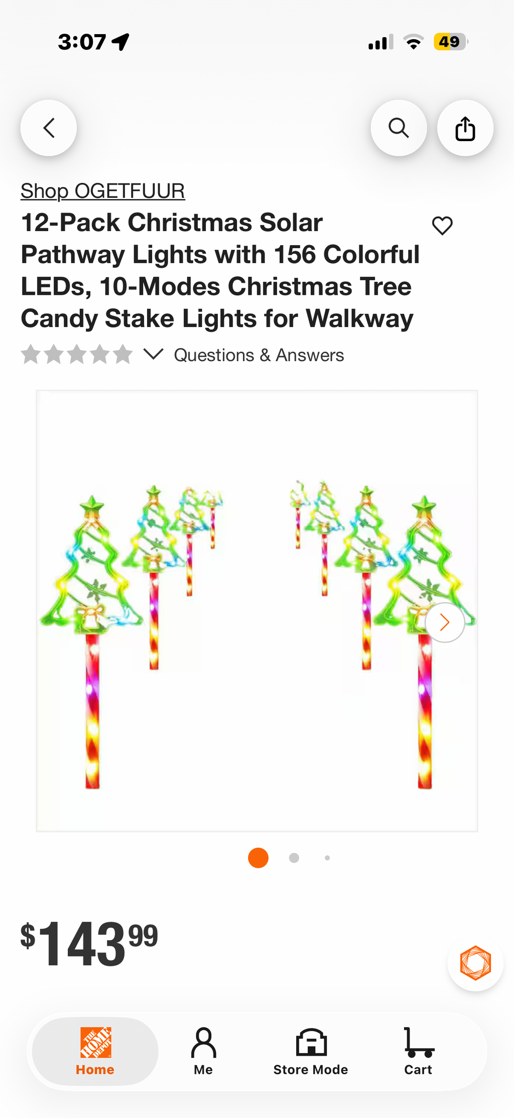12-Pack Christmas Solar Pathway Lights