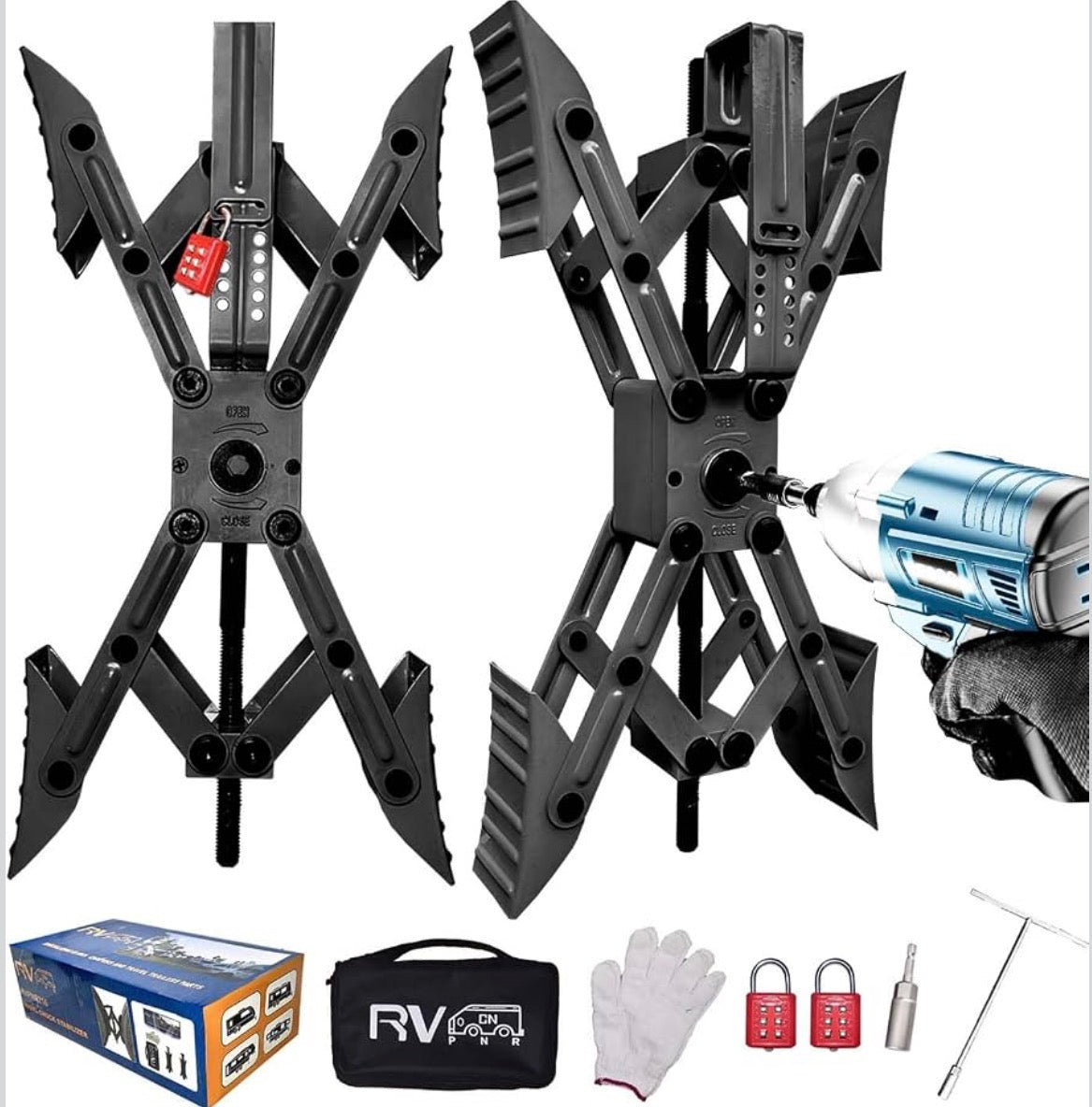 2 Sets RV Stabilizer Wheel Chock Scissor